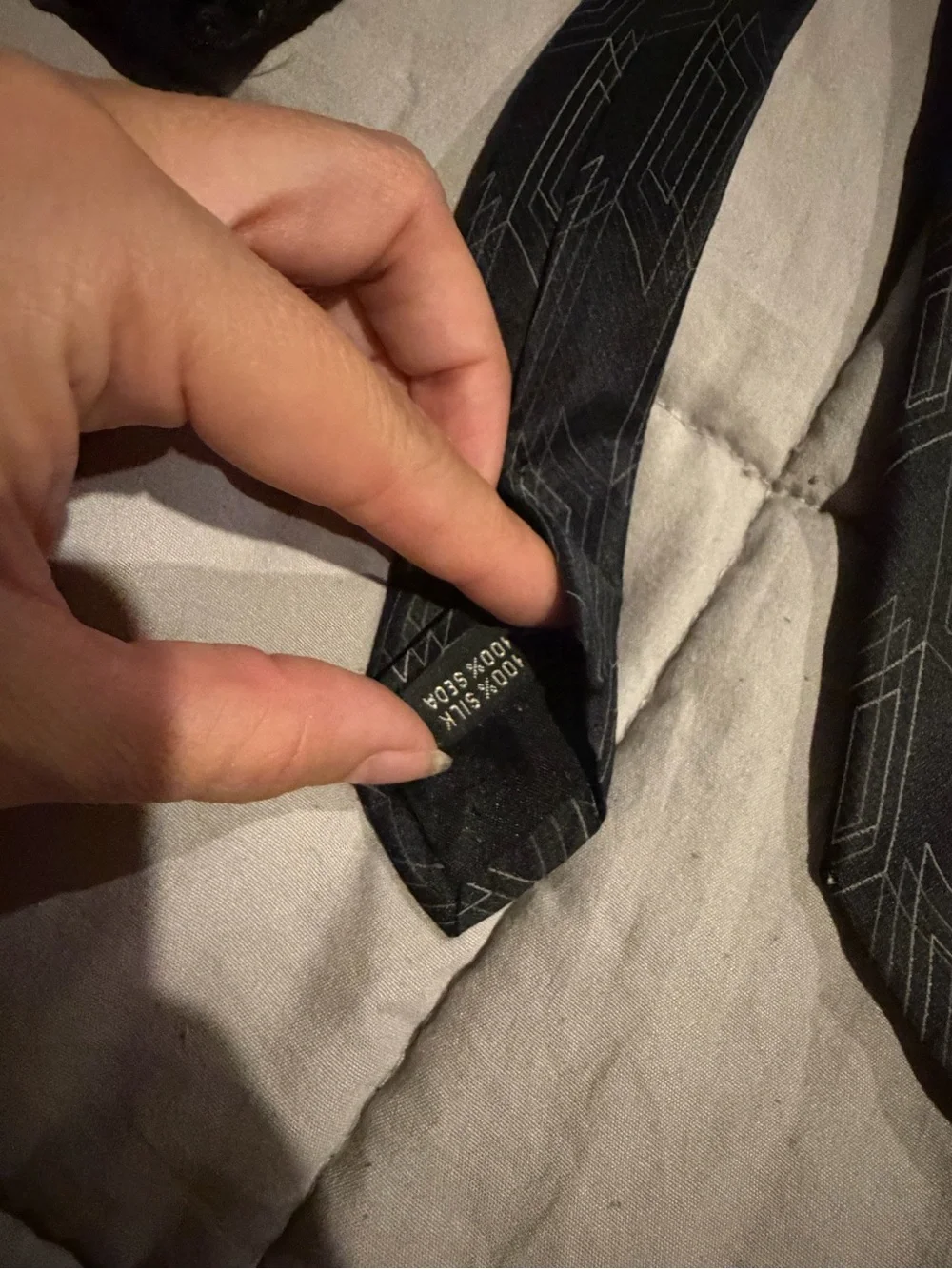 jf j.ferrar Black Textured Geometric Men’s Tie
